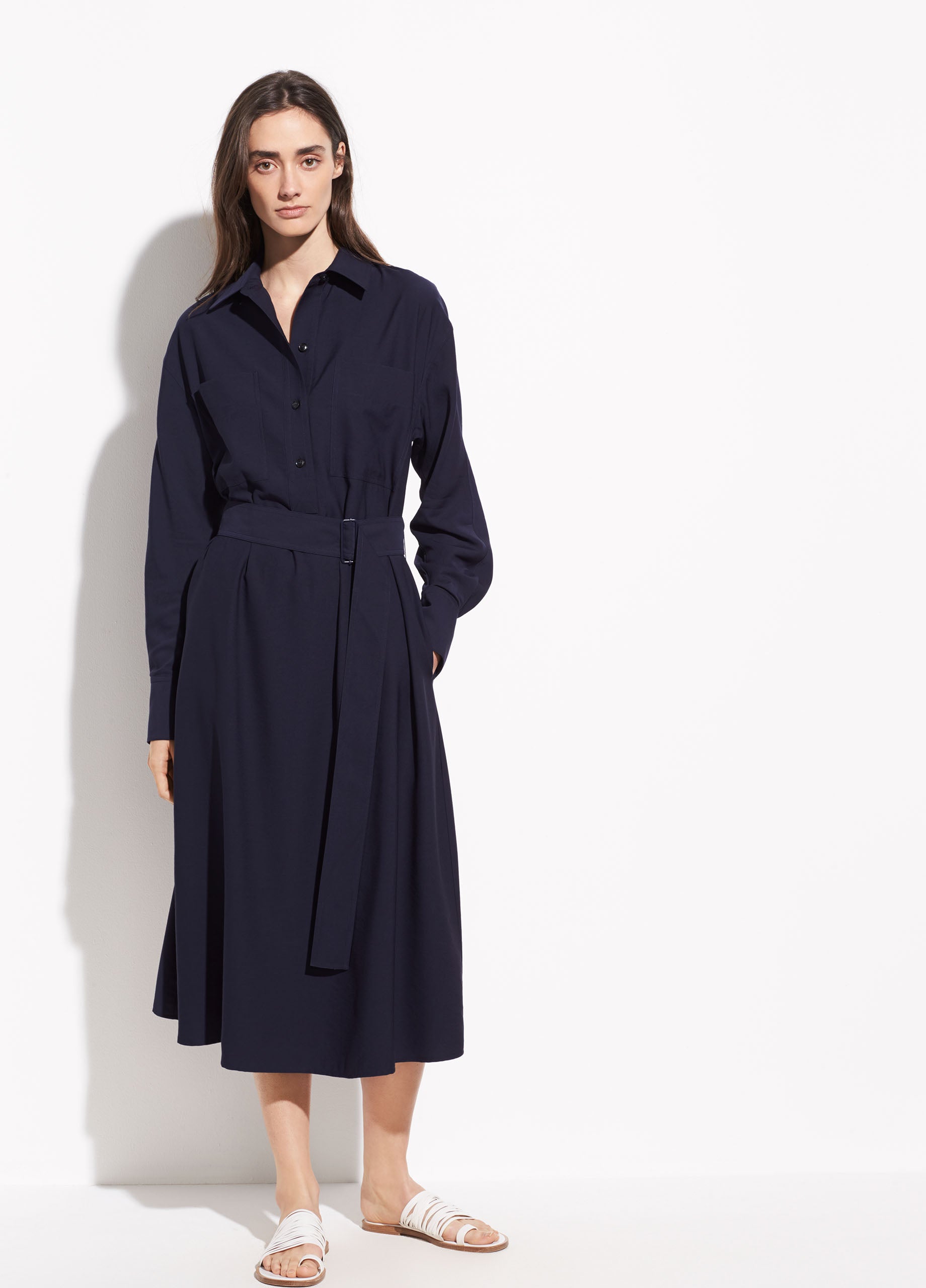 Vince | Long Sleeve Utility Shirt Dress ...